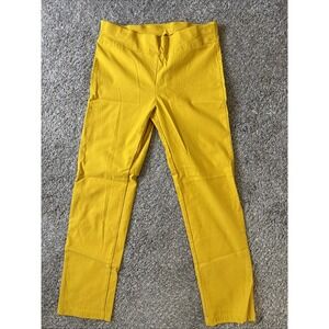 Popana Women's Yellow Mid-Rise Straight-Leg Dress Pants Size L